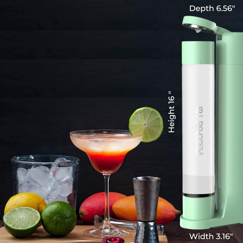 DRINKPOD Fizzpod Soda Maker Home Soda Carbonation,Fizzy Bubbly Drink Machine with 3 PET Bottles, 3 Caps, 1 Carbonator Cap and Manual, Coffee, Tea and Cocktail Drinks with Fruit (Ash Green) - Image 3